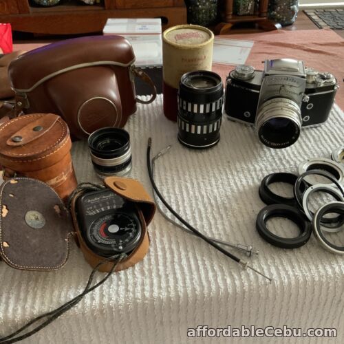 1st picture of Jhagee Dresden Exakta Varex IIa 35mm SLR Film Camera W/3 Lenses & Leather Case For Sale in Cebu, Philippines