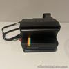 Vintage Polaroid One Step 600 Land Camera Black Rainbow Stripe with Strap