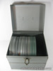 Vintage Silver Large 7" Film Reel Can Slotted Carry Case Box with 9 Cans Reels