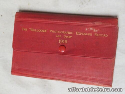 1st picture of VTG 1915 THE "WELLCOME" PHOTOGRAPHIC EXPOSURE RECORD AND DIARY BOOKLET For Sale in Cebu, Philippines
