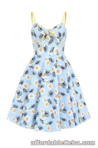 1st picture of Daisy Mid Dress Hell Bunny Blue Floral Flower 16-22 XL-4XL Swing Vintage 50s For Sale in Cebu, Philippines
