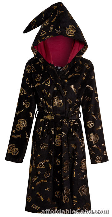 1st picture of Womens Harry Potter Dressing Gown Teens Deathly Hallows Hooded Bathrobe Gift For Sale in Cebu, Philippines