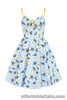 Daisy Mid Dress Hell Bunny Blue Floral Flower 16-22 XL-4XL Swing Vintage 50s