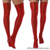 Womens Shiny Glossy Thigh High Socks Solid Color Lace Trim Stockings Pantyhose