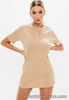 MISSGUIDED Camel Mini T Shirt Dress UK 8 (fj361)