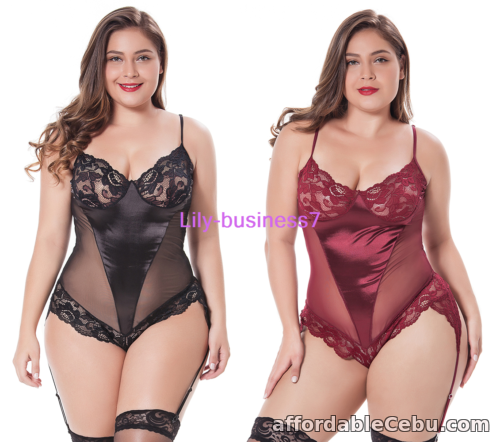 1st picture of Plus Size Teddy Sexy Lace Satin Bodysuit Babydoll Leotard Nightgown Lingerie For Sale in Cebu, Philippines
