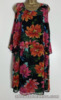 Roman Womens Dress Black with Bright Floral Print Tiered Overlay Size 16