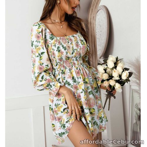 1st picture of Stretchy Off Shoulder Dress Pleated Ruffle Skirt Fashionable Stretch Floral For Sale in Cebu, Philippines