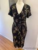 BIBA dress size 12 Black and Gold Floral pattern Front Button and Belted Party.