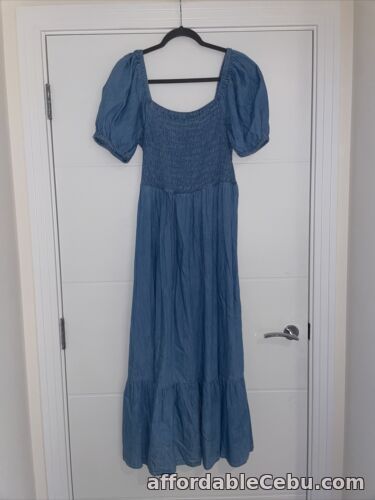 1st picture of falmers heritage denim puff sleeve shirred denim maxi dress plus size 16 casual For Sale in Cebu, Philippines