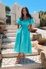 SIZE 10. TERRIE MCEVOY TEAL CUT OUT DETAIL MAXI DRESS
