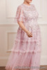 Needle & Thread UK10 US6 ARAMINTA maxi gown PRETTY LONG PINK DRESS embroidered