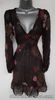 OASIS BNWT NEW RRP£65 Size 12 Brown Hand-printed Silk Long Sleeve V Neck Dress