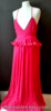 S-M Fuscia Pink Long Maxi Pleated Chiffon Low Cut Party Dress Adjustable Straps