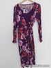 M&S Collection Ladies Purple Mix Floral Wrap Jersey Dress Long Sleeves Uk 12