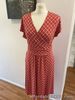 Boden Women's Lola Jersey Dress Red Pink Abstract Wrap Size Uk 18R J0592.