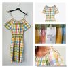 Womens NEXT Multi Check Cotton Flutter Sleeve Midi Dress Size 10 Summer Party