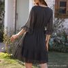 Flared Sleeve Dress Vneck Dress Elegant Lace Knitting For Shopping And Dating