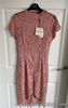 Ladies Mauve Pink GIRL IN MIND Lace Lined Short Sleeve Bodycon Dress Size12 BNWT
