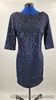 Lavand Womens Sequin Dress Size Small Blue Half Sleeve Midi Cocktail Party Club