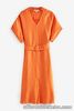 NEXT Orange Belted Midi Summer Dress Size 14-18 BNWT RRP £58 Party Holiday Beach