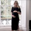 Seraphine Ribbed Black Maternity Layer Midi Dress BNWT Sz 12 Petite Length