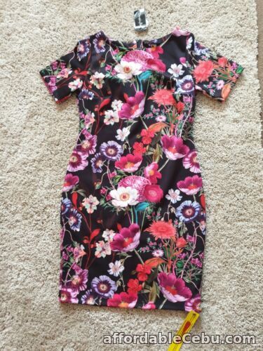 1st picture of Simply B Black Floral Knee Legnth Body Con Party Cocktail Dress Size 14 For Sale in Cebu, Philippines