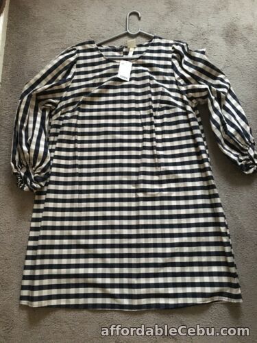 1st picture of h&m Navy Blue check Dress Size large H&m Puff Sleeves For Sale in Cebu, Philippines
