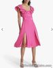 New FRENCH CONNECTION Pink Midi Dress Size 10 with Pockets , Summer Cruise Hols
