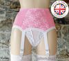 6 Strap Luxury Lace Panel Suspender Belt Pink (Garter Belt) NYLONZ - Made In UK