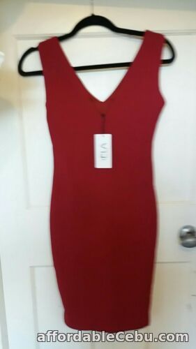 1st picture of New Ladies Womens Red V Neck Pencil Dress Size Small Made In Turkey For Sale in Cebu, Philippines