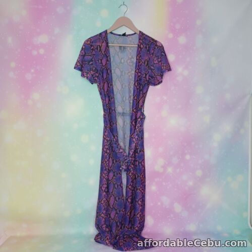 1st picture of BNWT New Look Size S Purple Snake Print Maxi Dress/Kimono Belted Summer Wrap For Sale in Cebu, Philippines