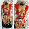 OASIS UK 8 NWT £65 Red Oriental Floral Print Square Neck Belted Occasion Dress