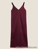 M&S Burgundy Velvet Straps V-Neck Midi Slip Dress UK18 Reg.Marks And Spencer New