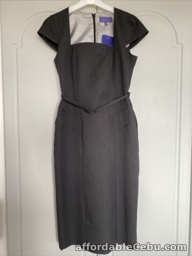 1st picture of Autonomy Tailored Charcoal Grey Belted Lined Cap Sleeve dress UK 10 BNWT £50 For Sale in Cebu, Philippines