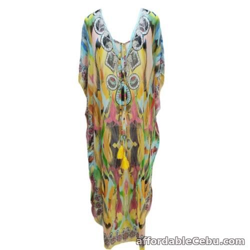 1st picture of Women Size Swimsuit Cover up Short Sleeve Print Caftans V Neck Breathable For Sale in Cebu, Philippines