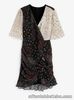 NEW NEXT Size 10 Uk Black Cream Spliced Floral Wrap Details Ruched Short Dress
