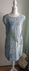 C. Valentyne 100% linen dress leaf print side pockets size UK 12 blue NWT