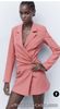 New Zara Size XXL (16-18) Pink Blazer Short Dress, Fitted Women's Smart Mini