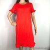 Boden Ladies T-Shirt Dress Sz 10 Orange Red Cotton Ruffled Frill Sleeve & Hem