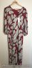 Jaeger UK 14 red floral lined floral fit n flare midi maxi dress 3/4 blouson sle