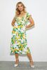 BNWT Dorothy Perkins Lemon Textured Shirred Bodice Midi Dress 8 UK NEW