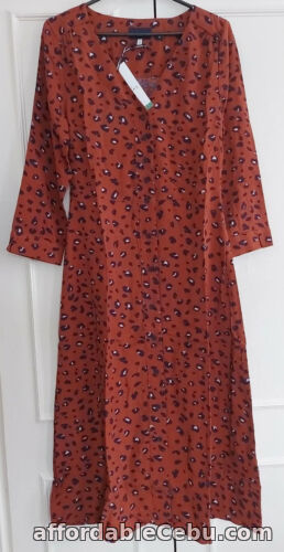 1st picture of Joules Women Genevieve V Neck Button Through Dress - Red Leopard -24 For Sale in Cebu, Philippines