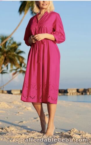 1st picture of M & S Collection Pure Cotton Embroidered V Neck Midi Dress Pink 24 R Holly For Sale in Cebu, Philippines