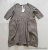 LMF Lagenlook linen dress BNWT Relaxed fit Taupe Pockets Made in Italy UK 12-18