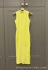 PRIMARK Neon Yellow Ribbed High Neck Bodycon Sleeveless Midi Dress 8
