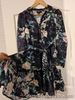 Size 14 LIPSY navy blue floral tiered Belted Shirt Dress BNWT