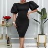 New with tags-Ladies elegant black puff sleeve midi dress size UK 10