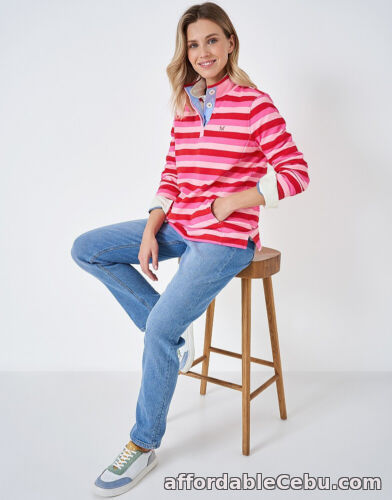 1st picture of Crew Clothing Ladies Padstow Pique Sweat Pink Stripe Size 12 For Sale in Cebu, Philippines