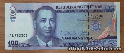 1st picture of 2005 Philippine 100 peso bills Error Arrovo Uncirculated Serial Number AL762306 For Sale in Cebu, Philippines